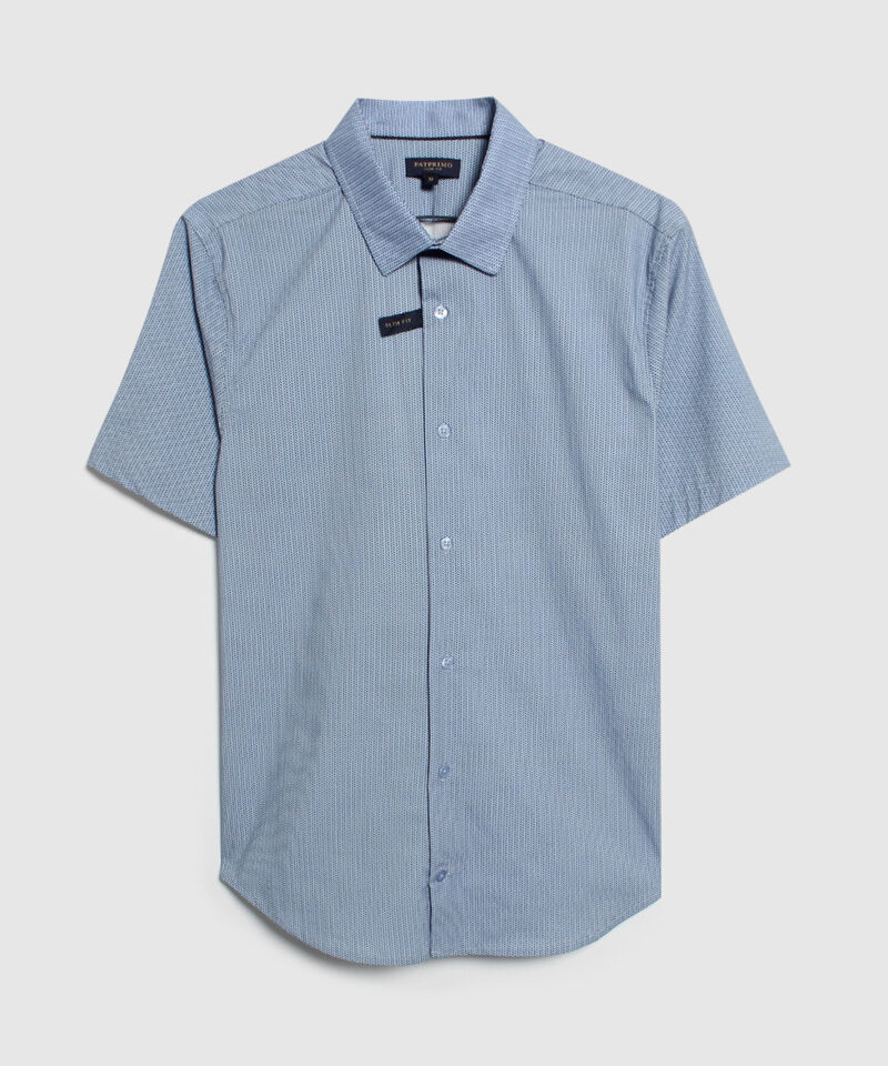 Camisa Estampada Manga Corta, Cuello Formal