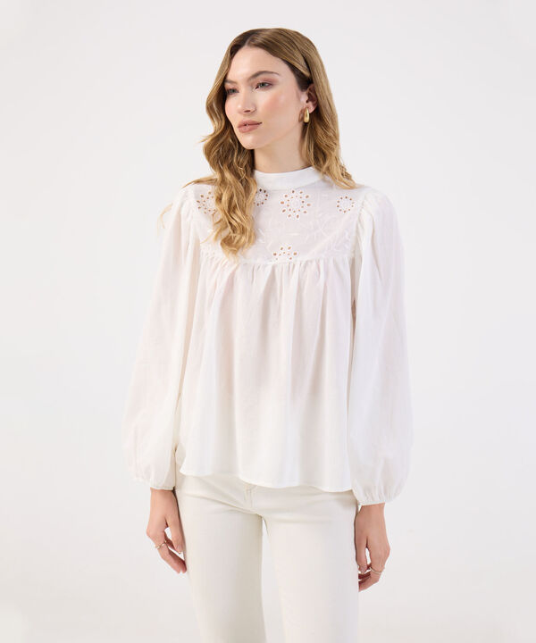 Blusa Bordada Para Mujer Manga Larga Abullonada image number null