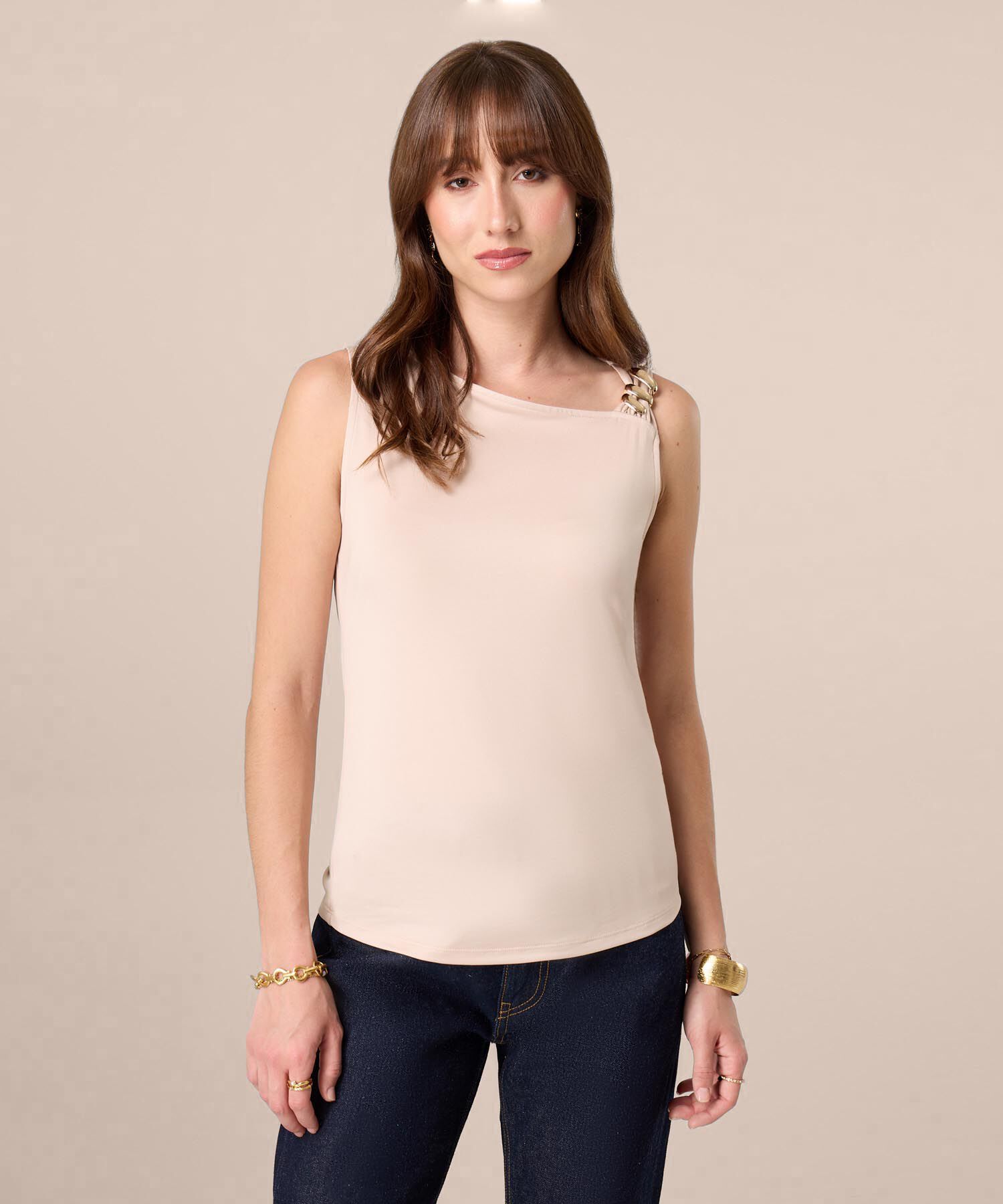 Camiseta Manga Sisa Con Detalle Met&aacute;lico Mujer