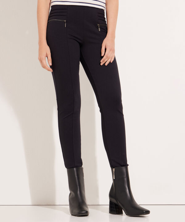 Leggings Con Cremallera En Frente Y Detalle De Alforzas
