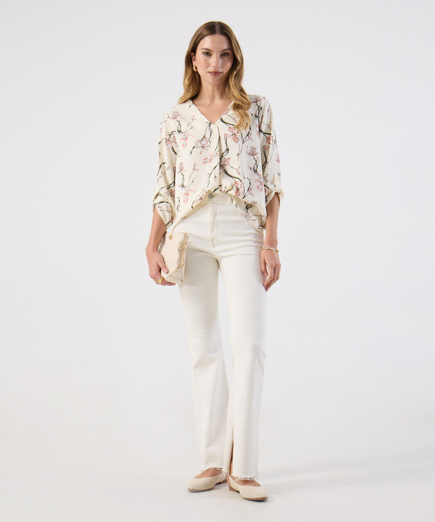 Blusa Mujer Escote V Y Manga 3/4 Vers&aacute;til