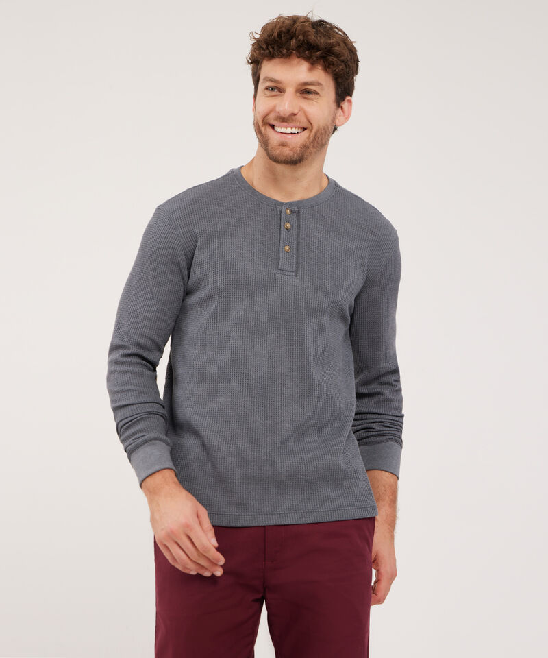 Camiseta Manga Larga Unicolor Cuello Henley
