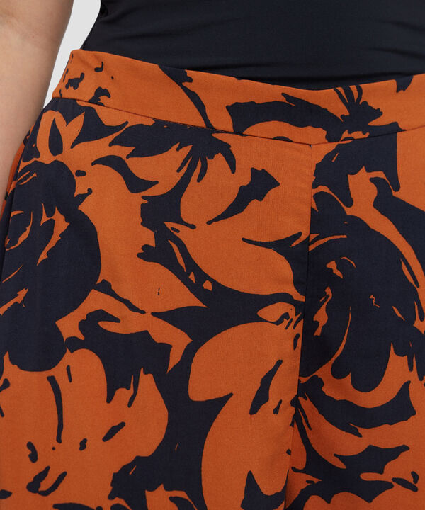Pantalón Capri Estampado, Cintura Elástica Con Bolsillos Laterales