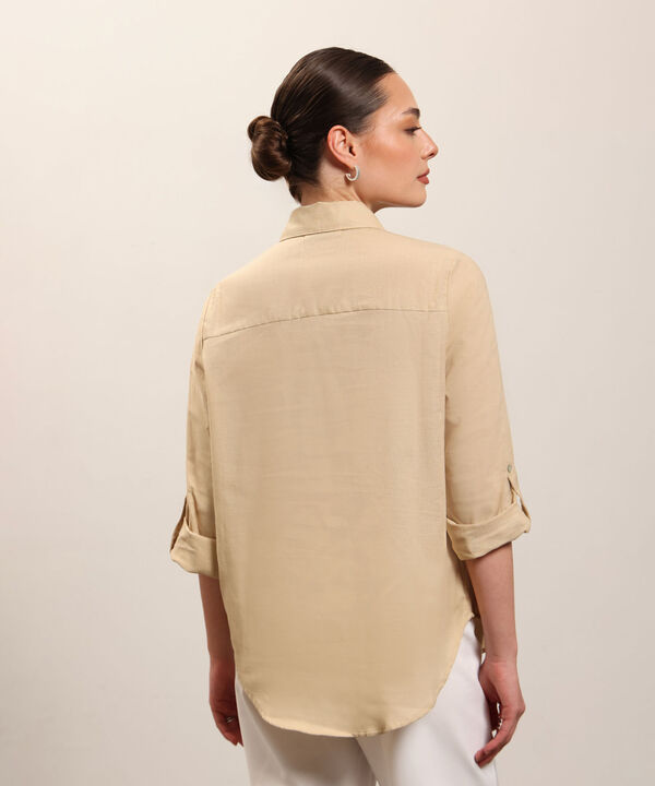 Camisa Dama Azul Claro Manga 3/4 Vers&aacute;til