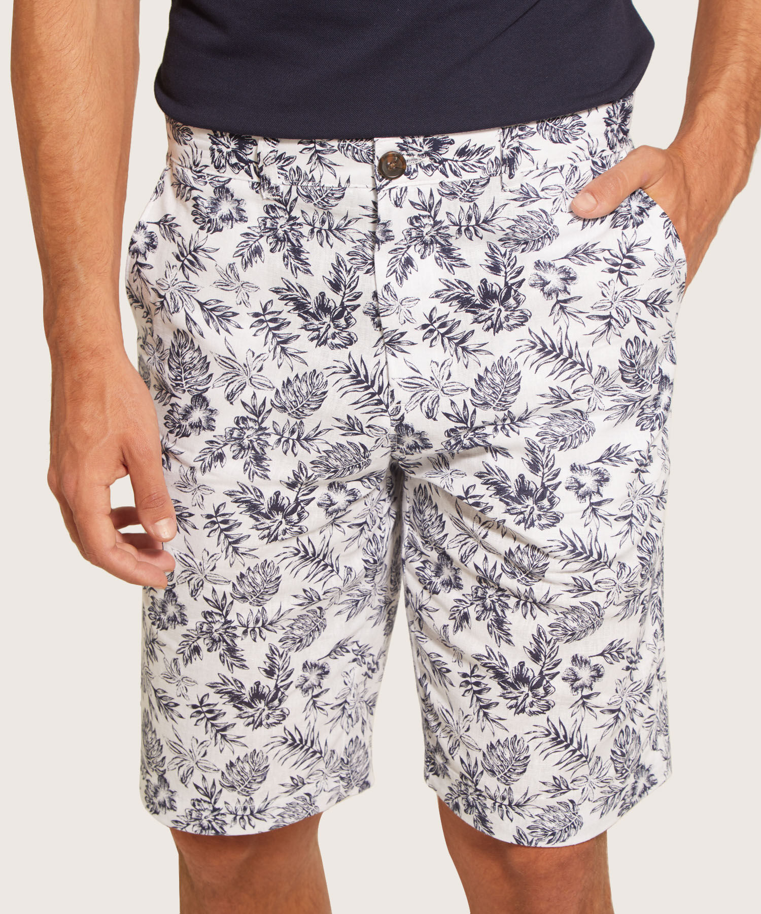 Bermuda Básica Mezcla De Lino Estampado