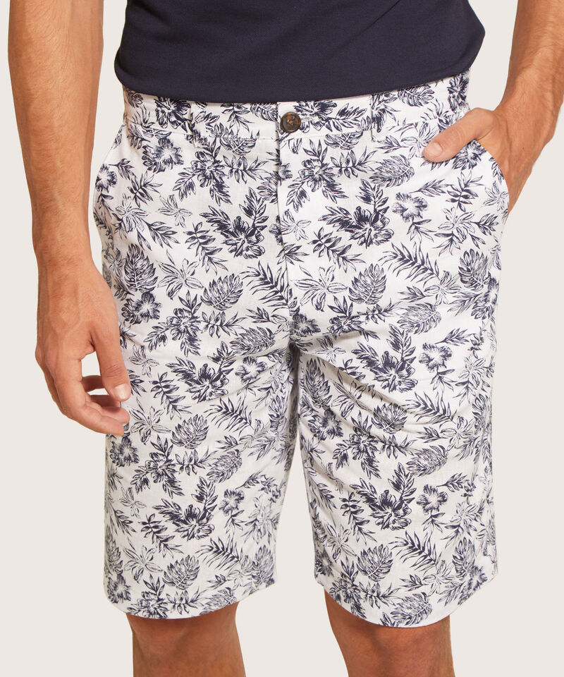 Bermuda Básica Mezcla De Lino Estampado