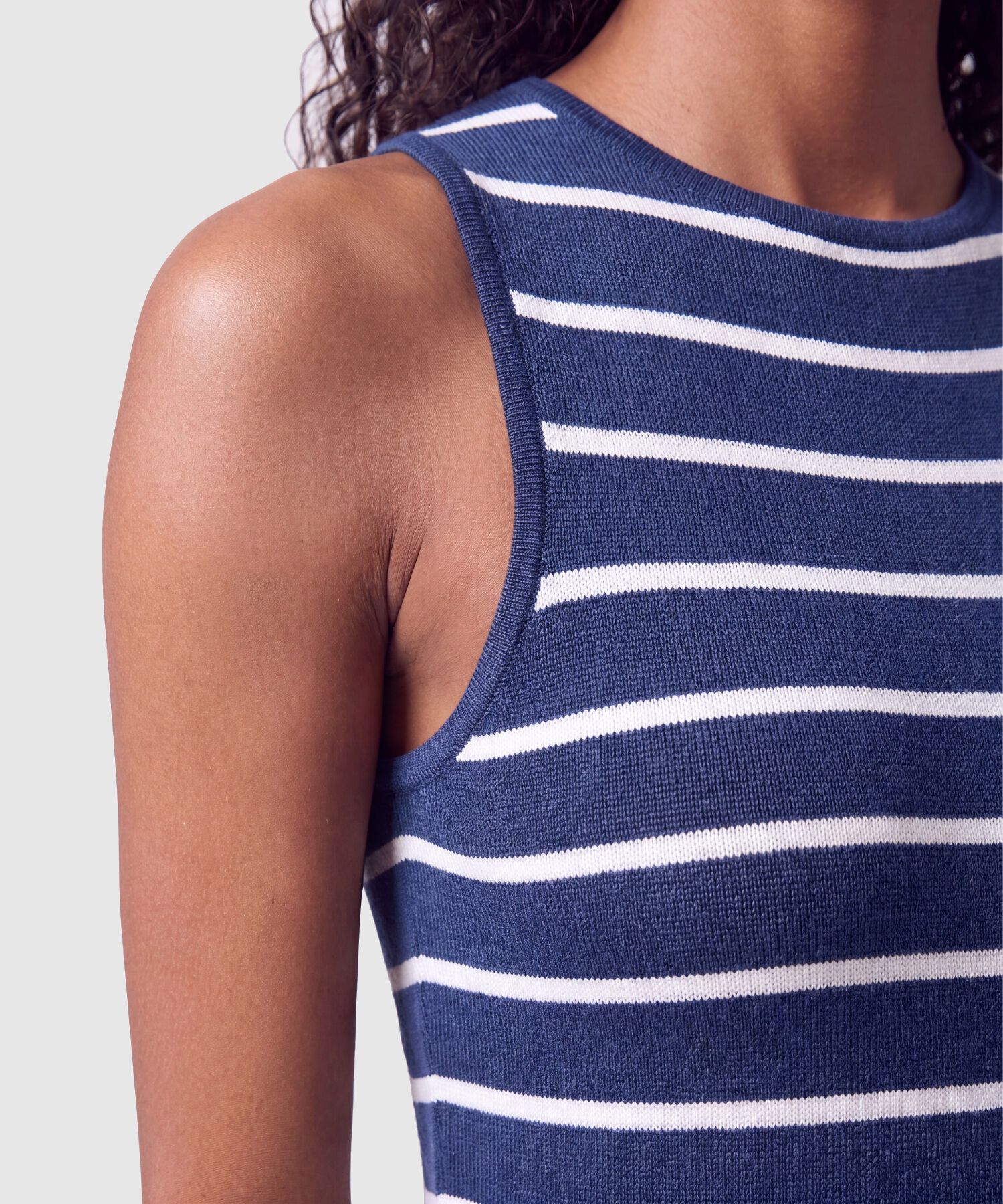 Vestido Ajustado A Rayas De Cuello Redondo Mujer