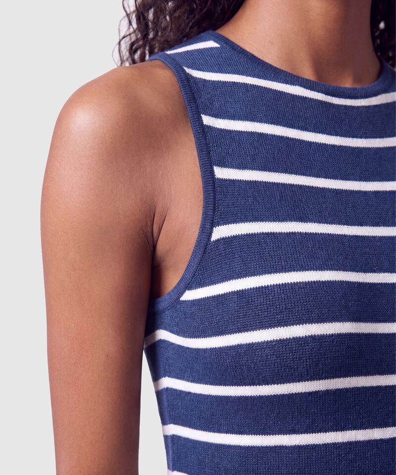 Vestido Ajustado A Rayas De Cuello Redondo Mujer
