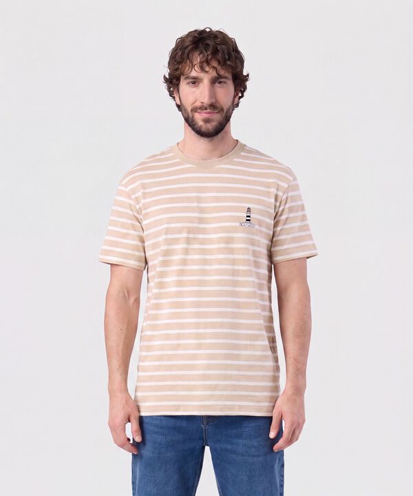 Camiseta A Rayas Manga Corta Para Hombre