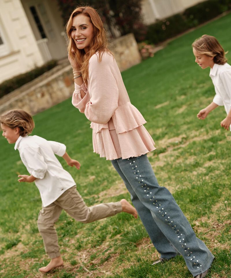 Jeans Para Mujer Con Apliques Laterales