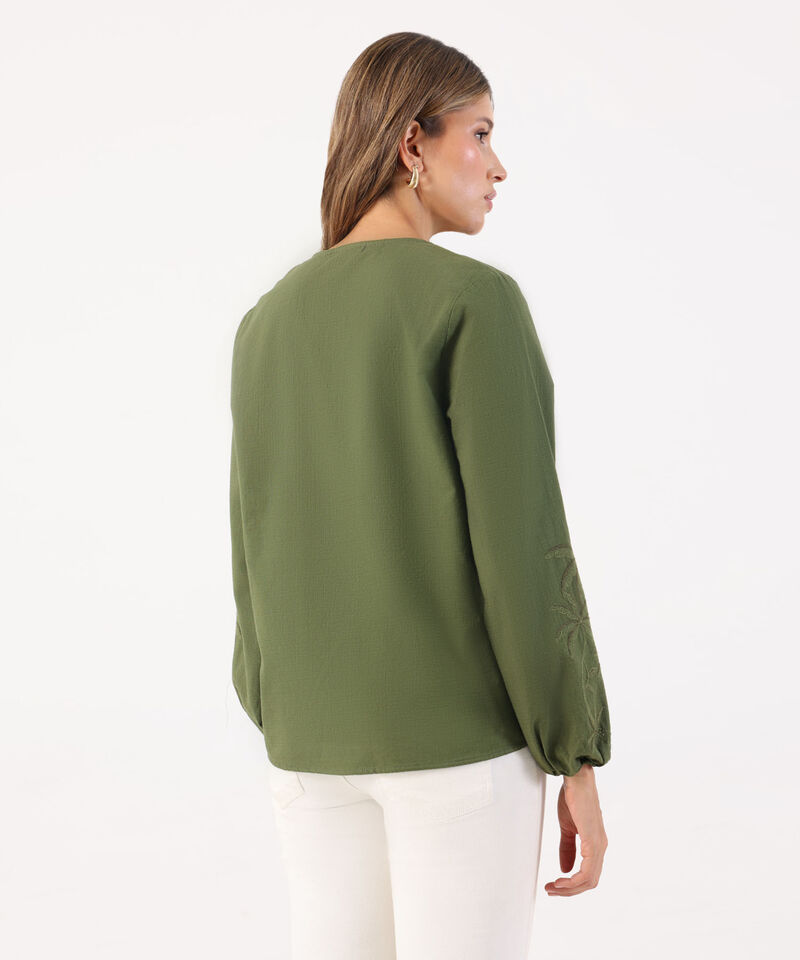 Blusa Cuello Redondo con Bordados para Mujer