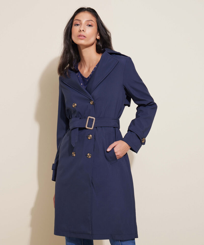 Chaqueta Trench Con Cinturon De Ajuste Manga Larga