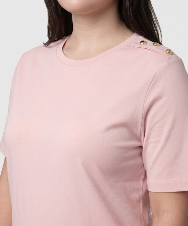 Camiseta Con Botones En Hombro Para Mujer Curvy