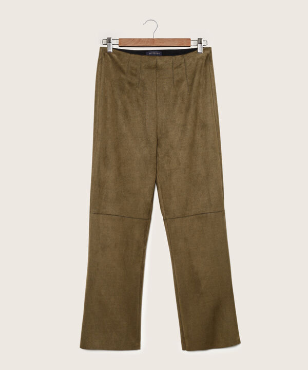 Leggings Unicolor En Suede Crop Bota Recta