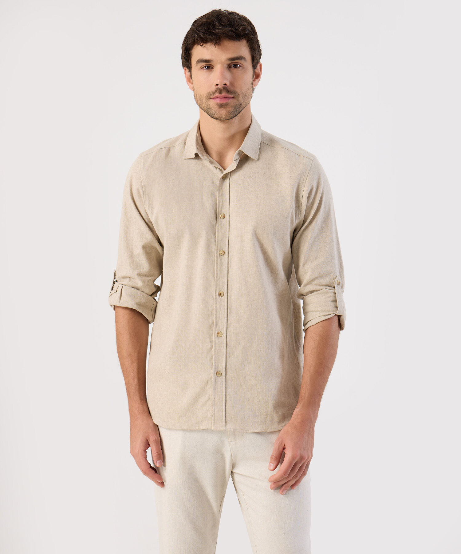 Camisa De Mangas Enrollables Para Hombre