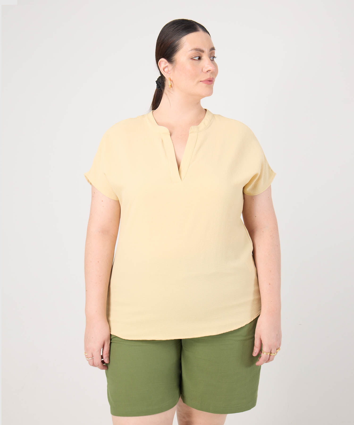 Blusa Con Cuello En V Para Mujer Curvy