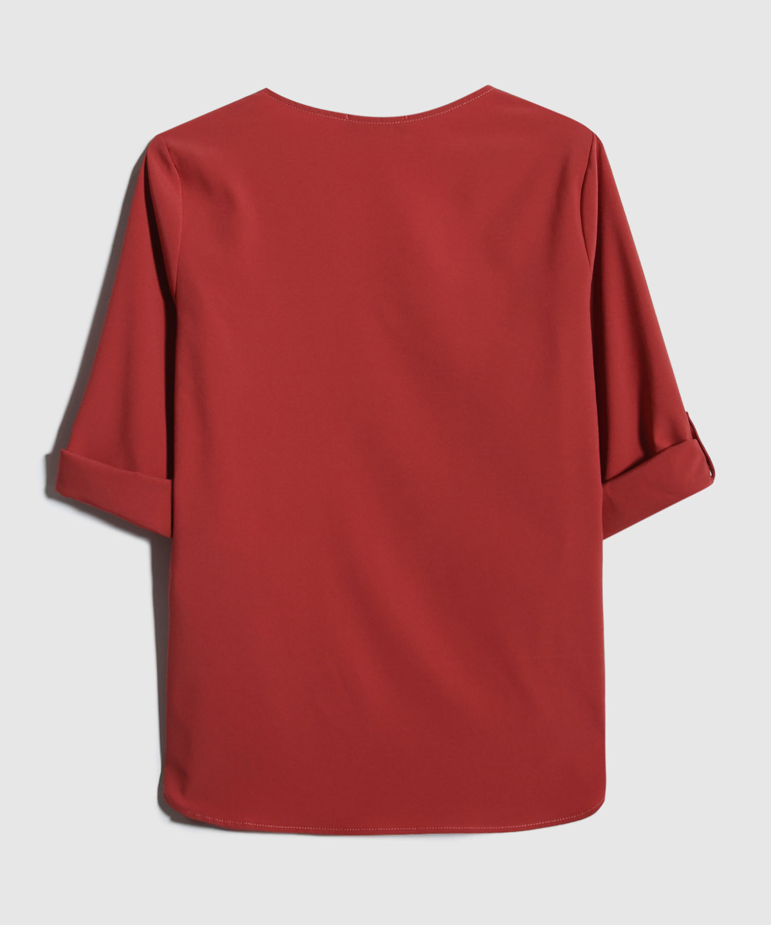 Blusa Manga Tres Cuartos Unicolor Escote En V