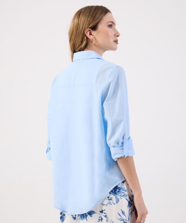 Camisa Dama Azul Claro Manga 3/4 Versátil