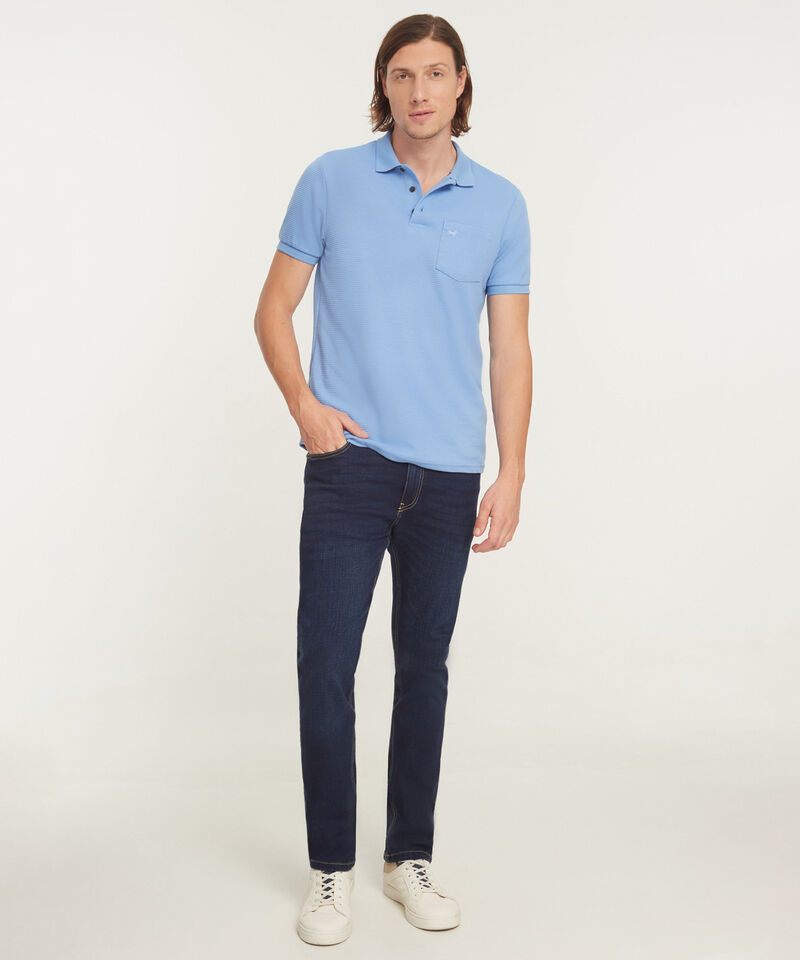 Polo Unicolor Textura, Cuello Y Puños Tejidos Con Bolsillo, Silueta Regular Fit, Cítrico Marinero