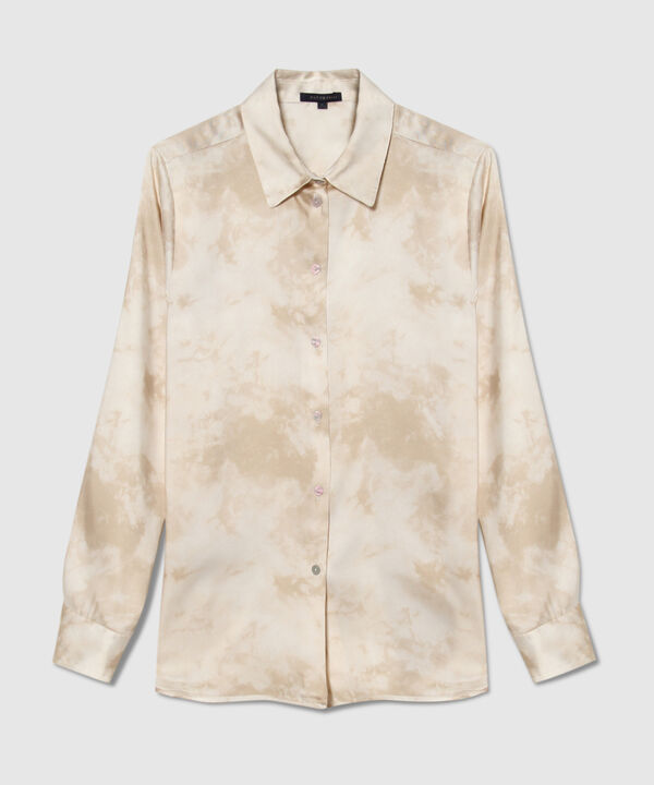 Camisa Estampada En Satín Manga Larga