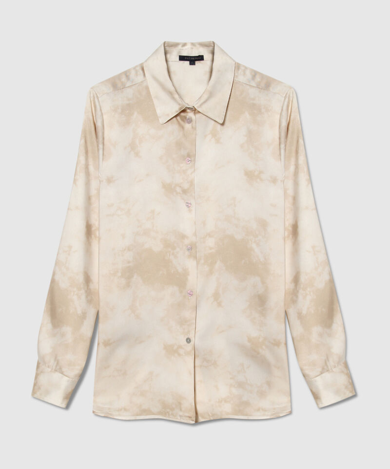 Camisa Estampada En Satín Manga Larga