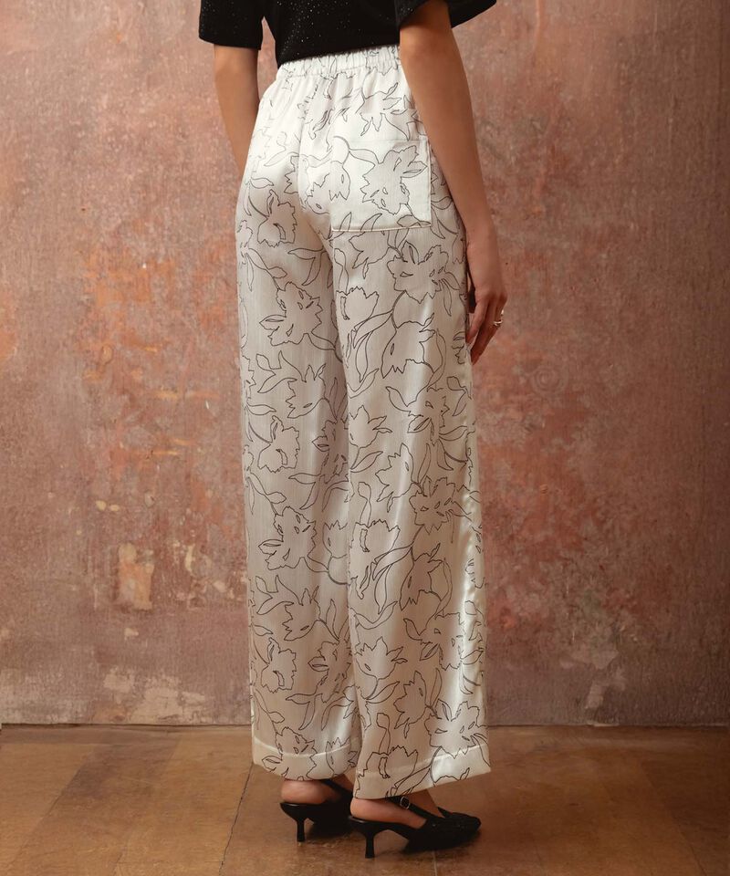 Pantalón Mujer Ancho Estampado Acabado Satín