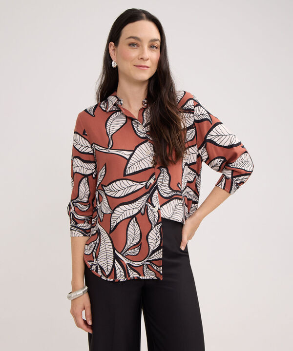Camisa Estampada Manga Tres Cuartos