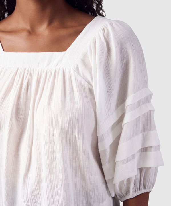 Blusa Cuello Cuadrado Manga Acampanada Mujer