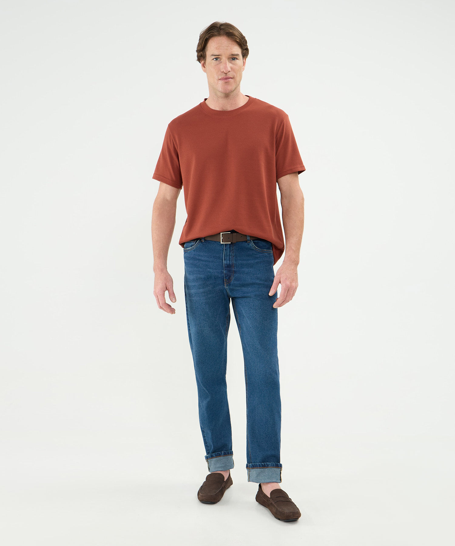 Camiseta Boxy Unicolor Cuello Redondo