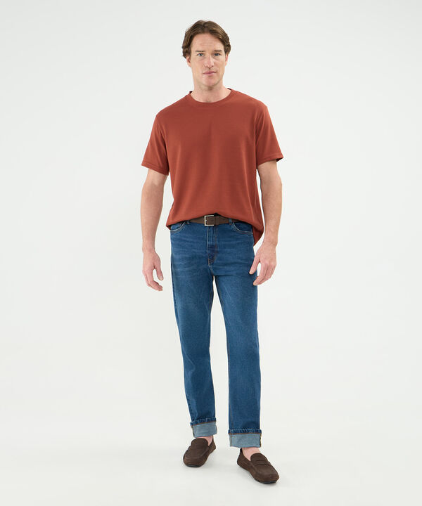 Camiseta Boxy Unicolor Cuello Redondo image number null