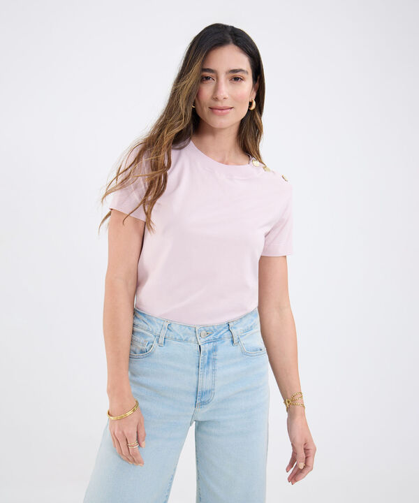 Camiseta Manga Corta Con Botones En Hombro image number null