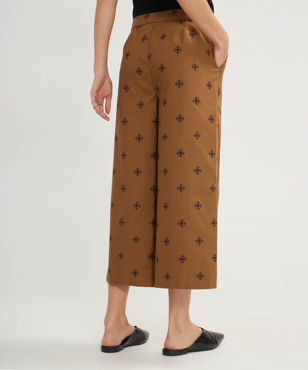 Pantalón Culotte Estampado Con Bolsillos Laterales