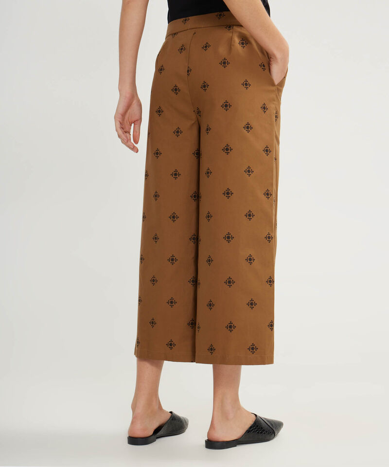 Pantalón Culotte Estampado Con Bolsillos Laterales