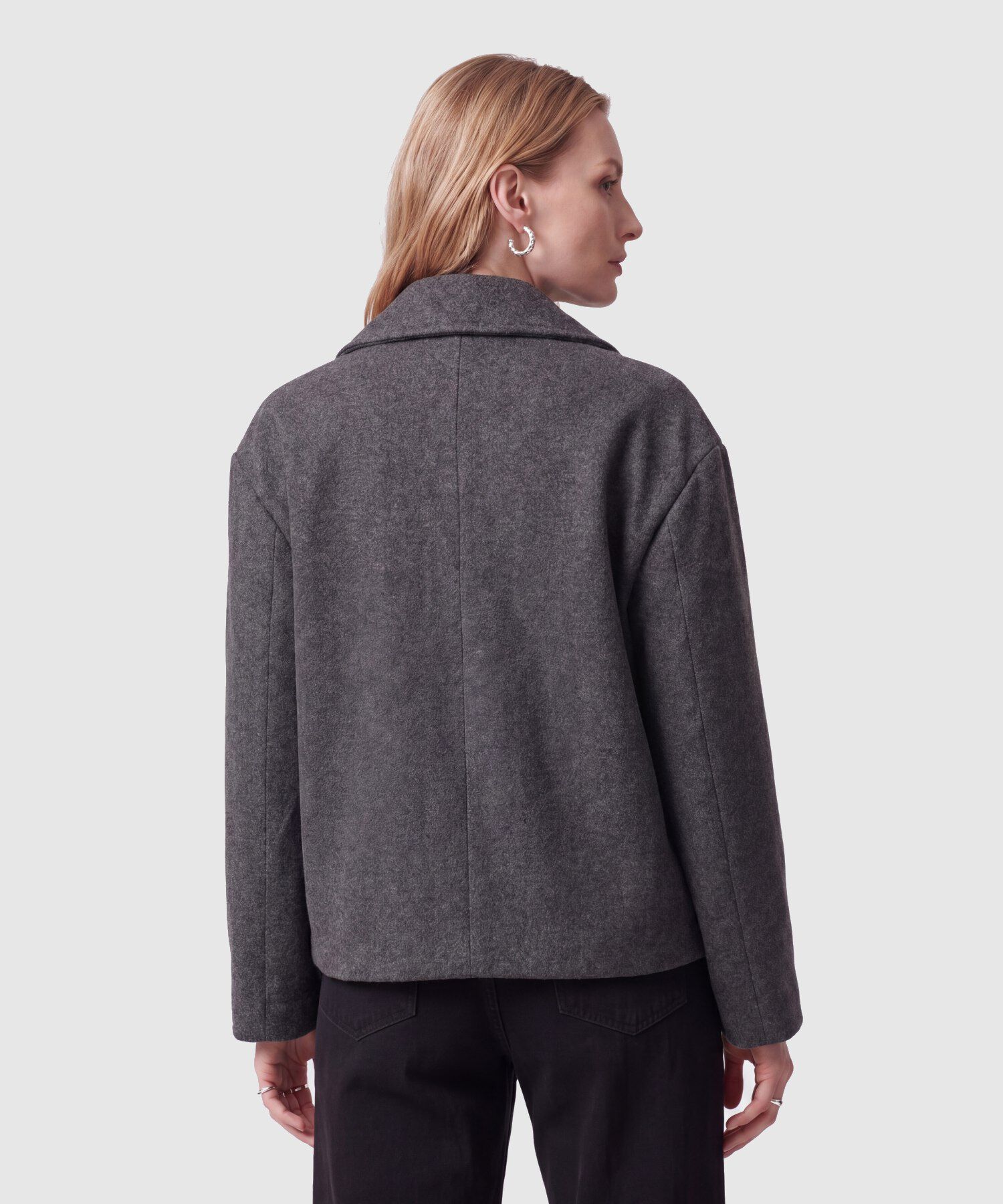 Chaqueta Cruzada De Corte Corto Para Mujer