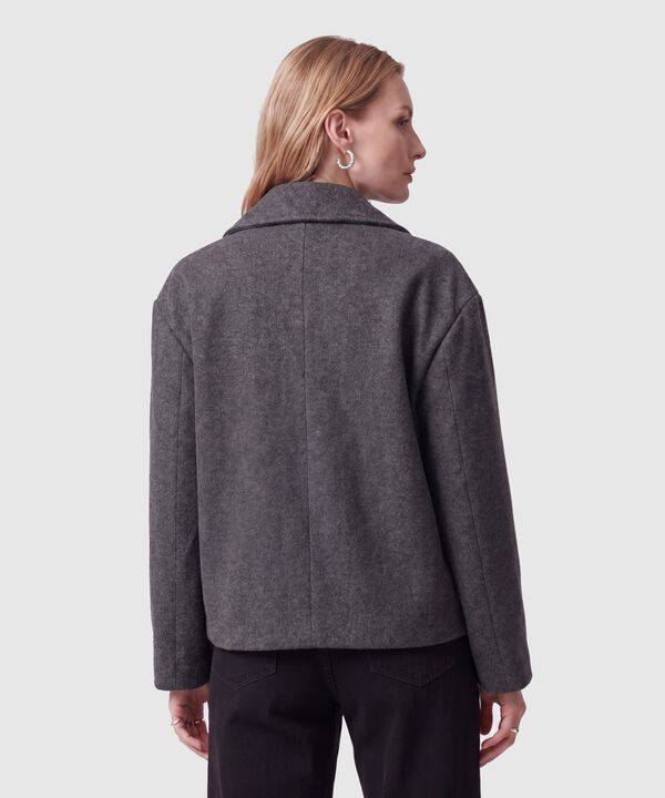 Chaqueta Cruzada De Corte Corto Para Mujer