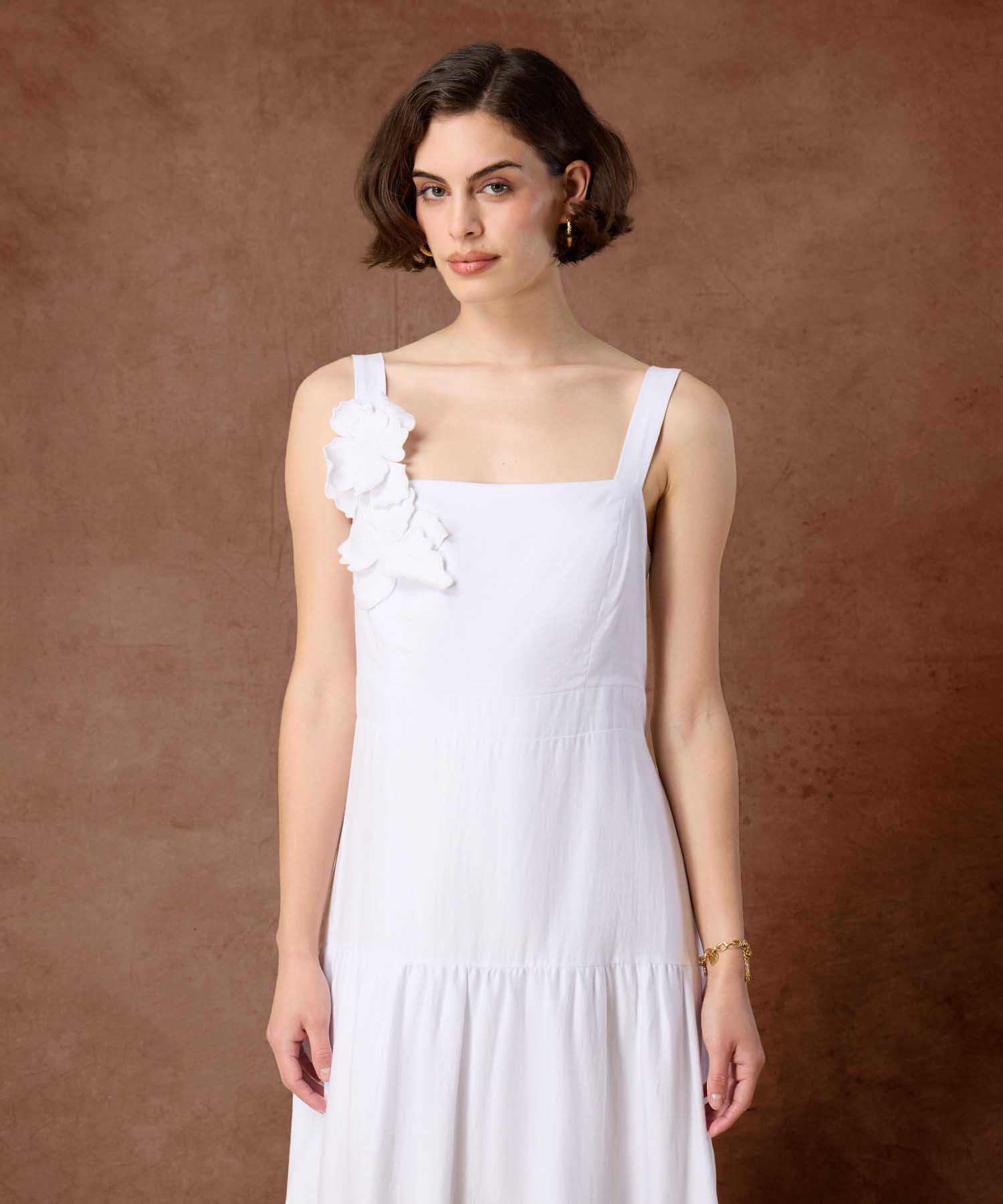 Vestido Maxi De Tirantes Mujer Detalle Floral