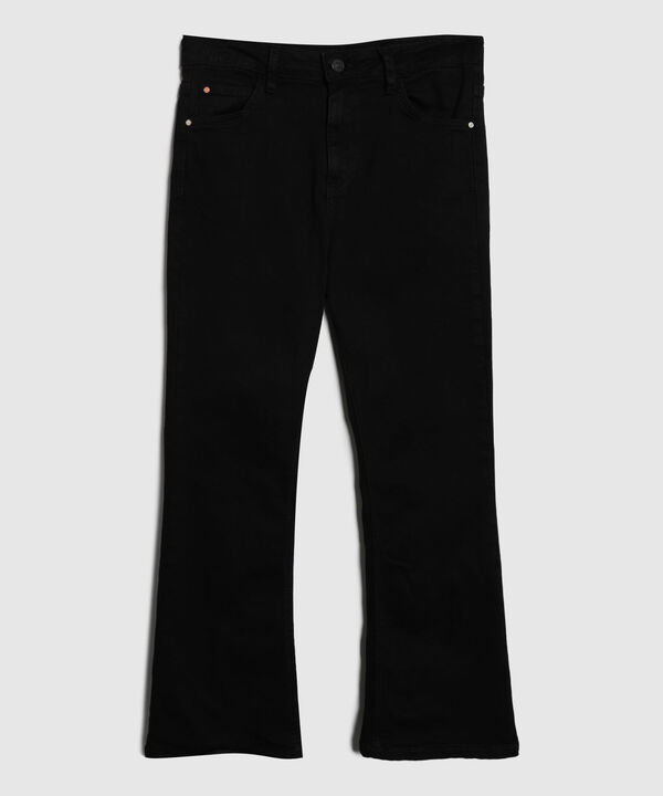 Jean Cropped Flare Tono Negro
