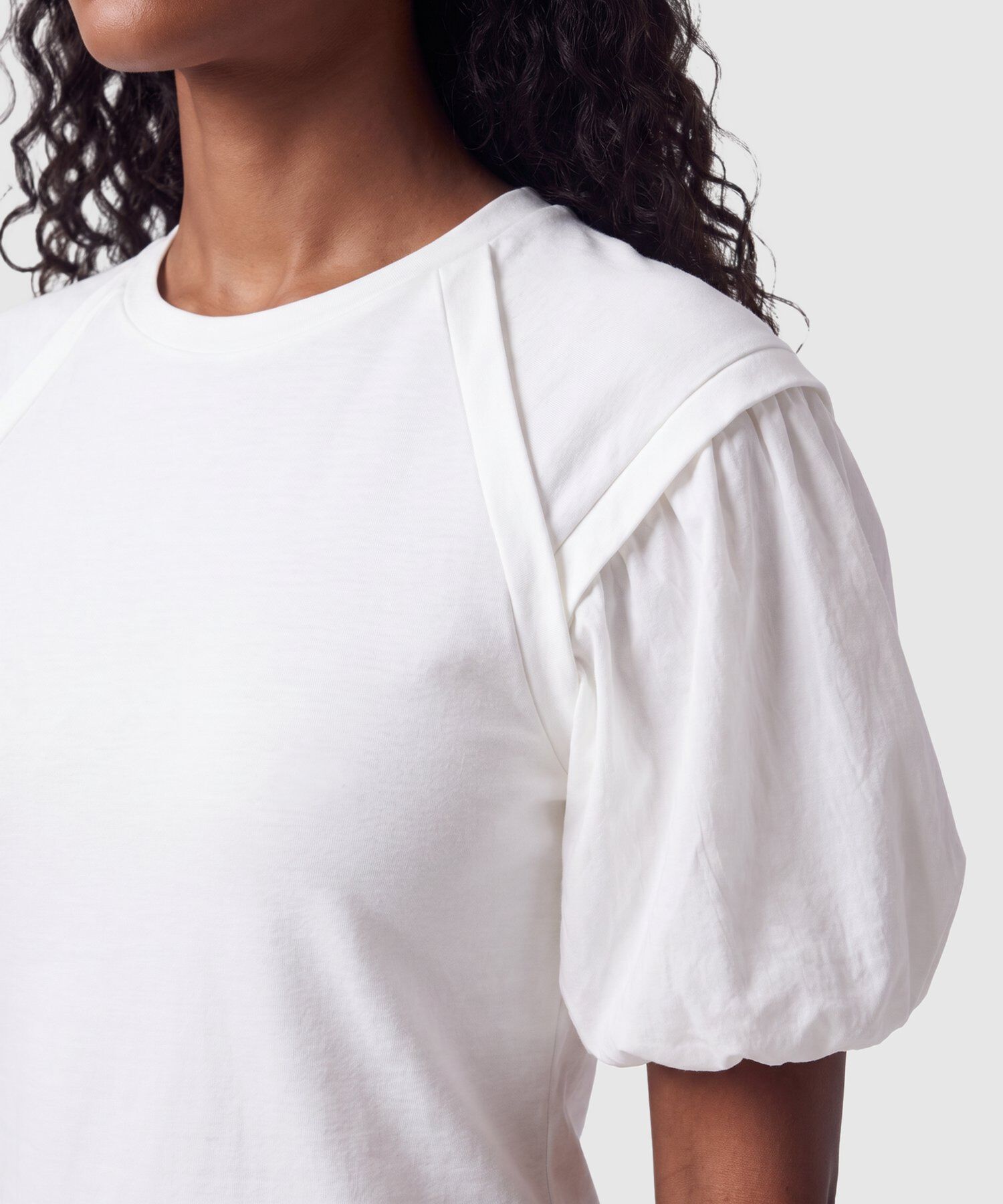 Camiseta Mangas Abullonadas Para Mujer