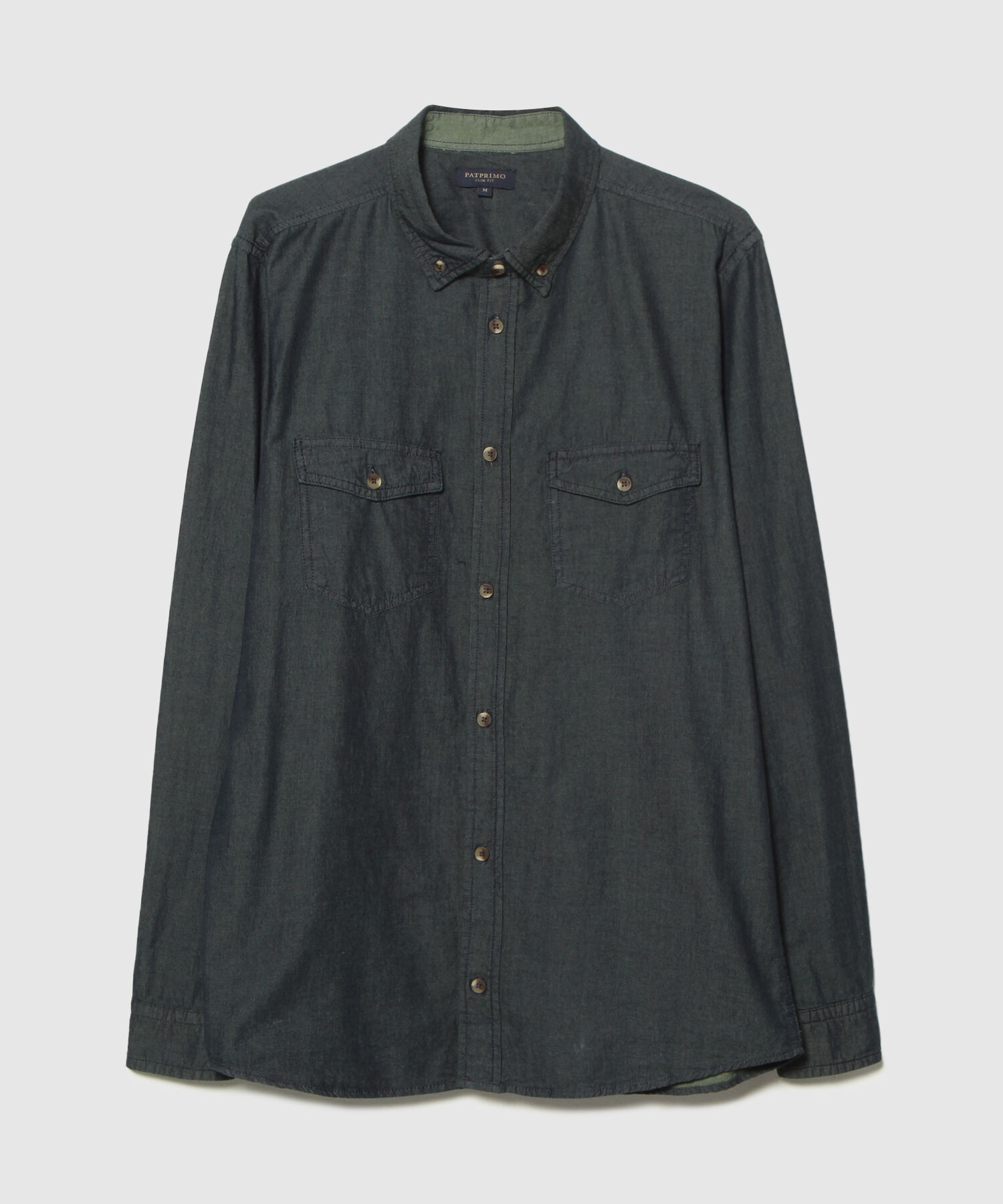 Camisa Slim Fit Tono Azul Medio Oscuro
