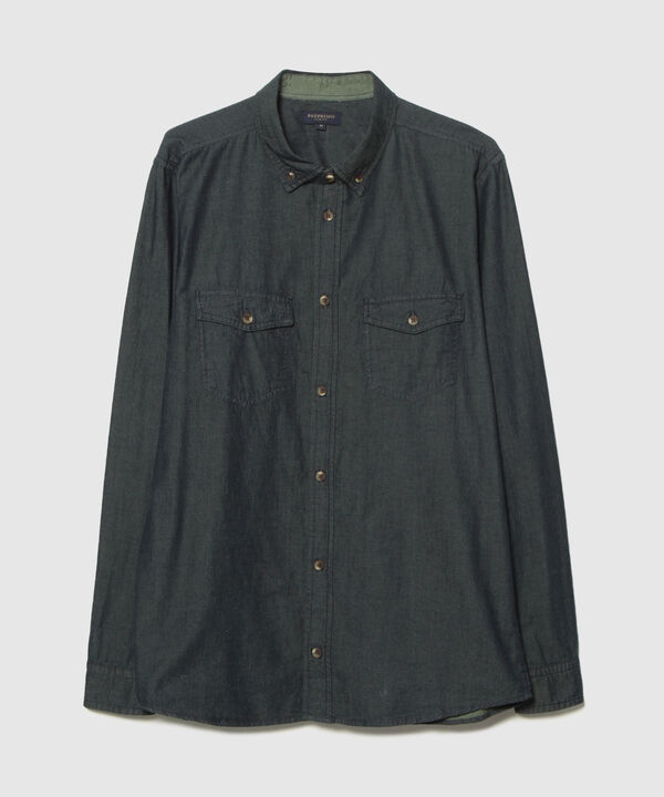 Camisa Slim Fit Tono Azul Medio Oscuro