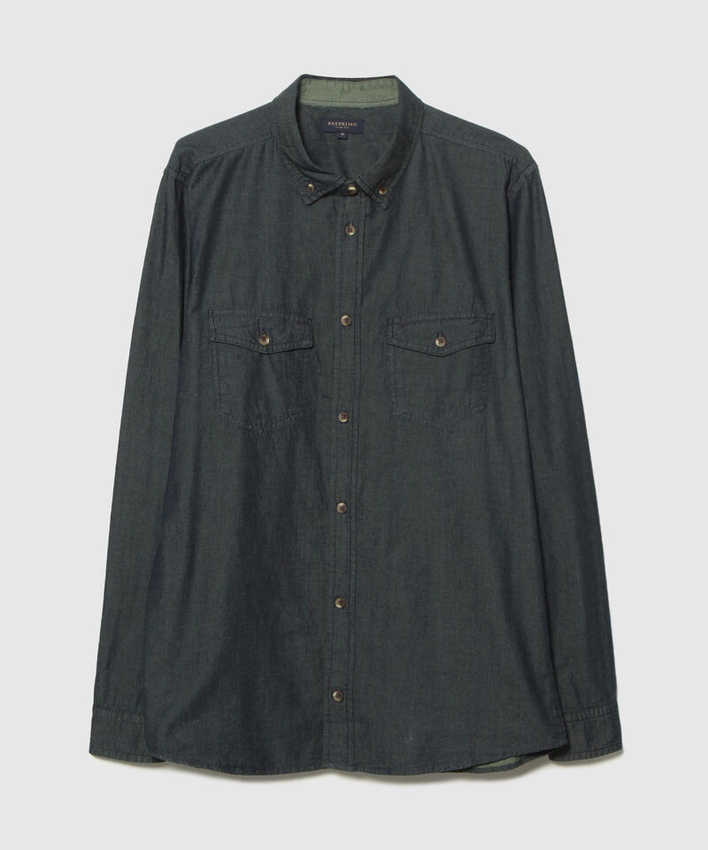 Camisa Slim Fit Tono Azul Medio Oscuro