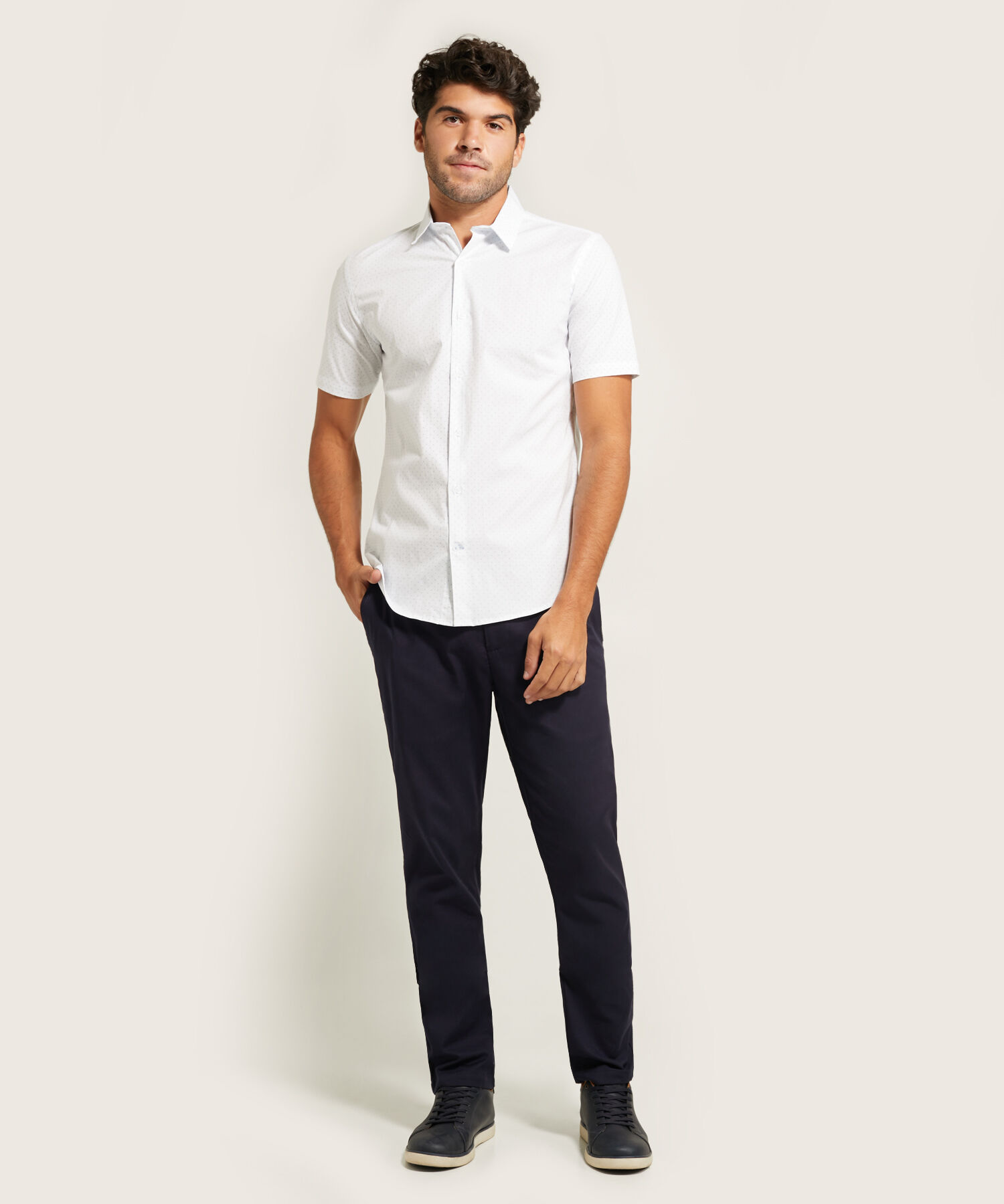 Camisa Slim Fit De Manga Corta Para Hombre