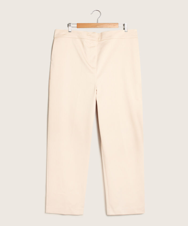 Pantalón Clásico Unicolor Con Bolsillos Diagonales Y Elástico En Pretina Costados