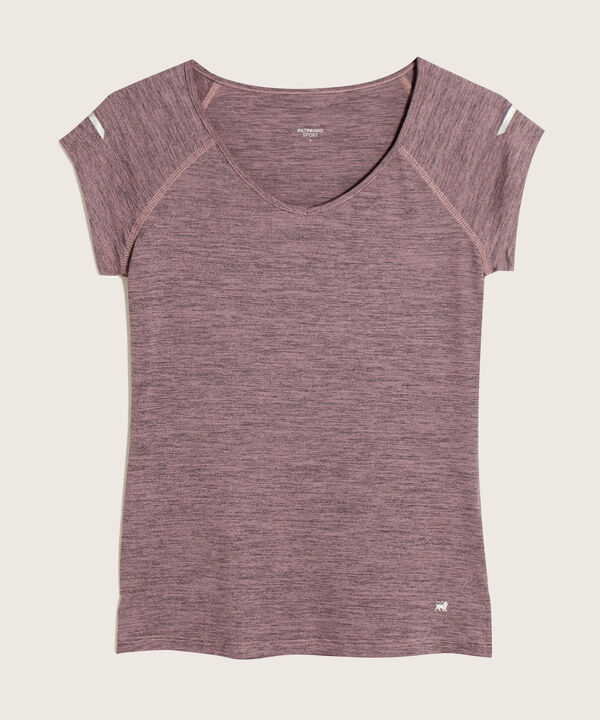 Camiseta Para Mujer, Cuello En V, Manga Corta, Tejido Jaspeado