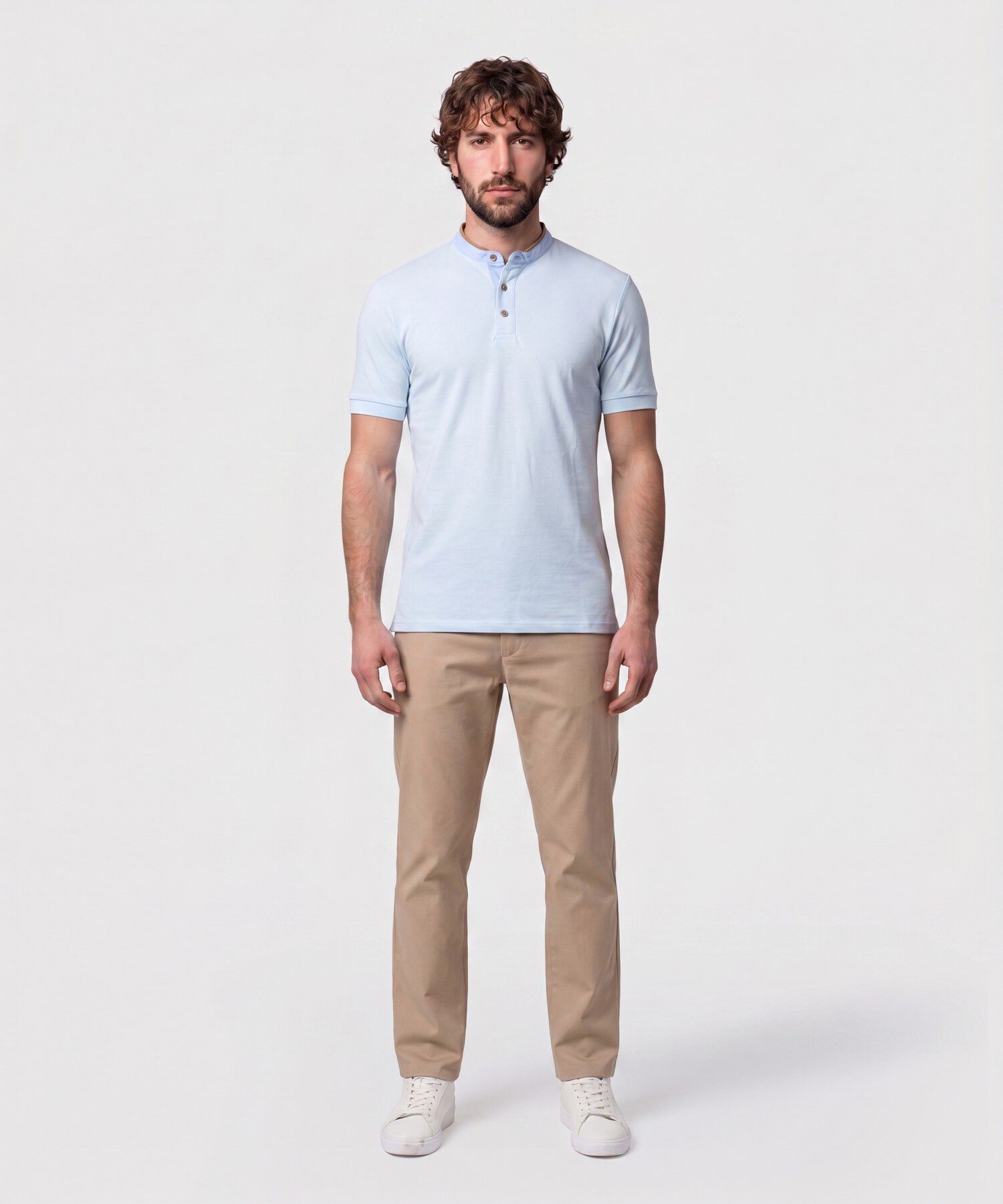 Polo Con Cuello Neru Y Pechera Hombre