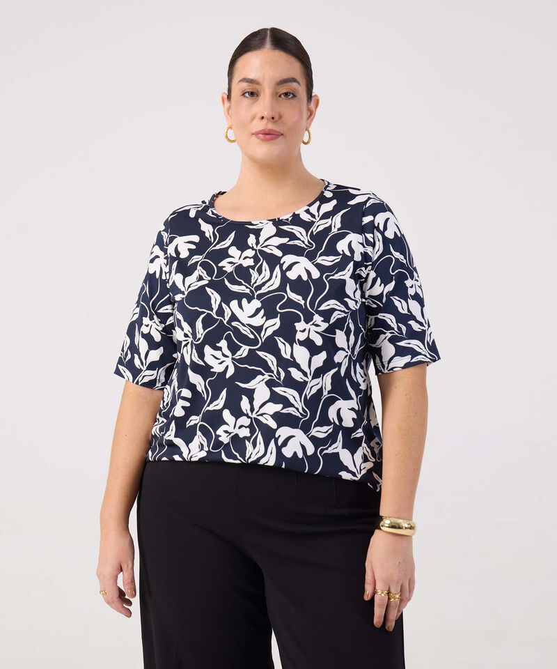 Camiseta Estampada Cuello Redondo Para Mujer Curvy