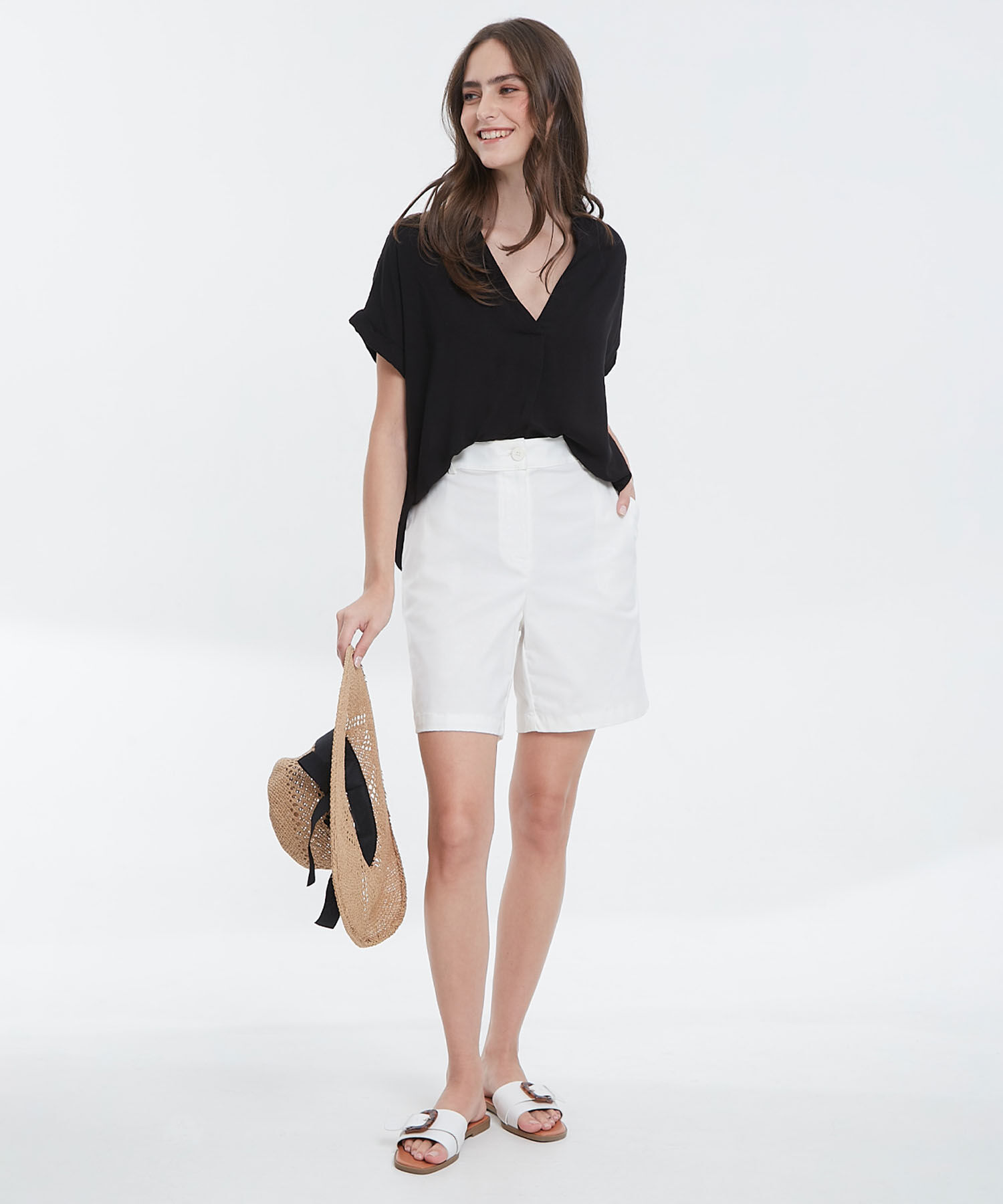 Blusa Manga Corta Unicolor