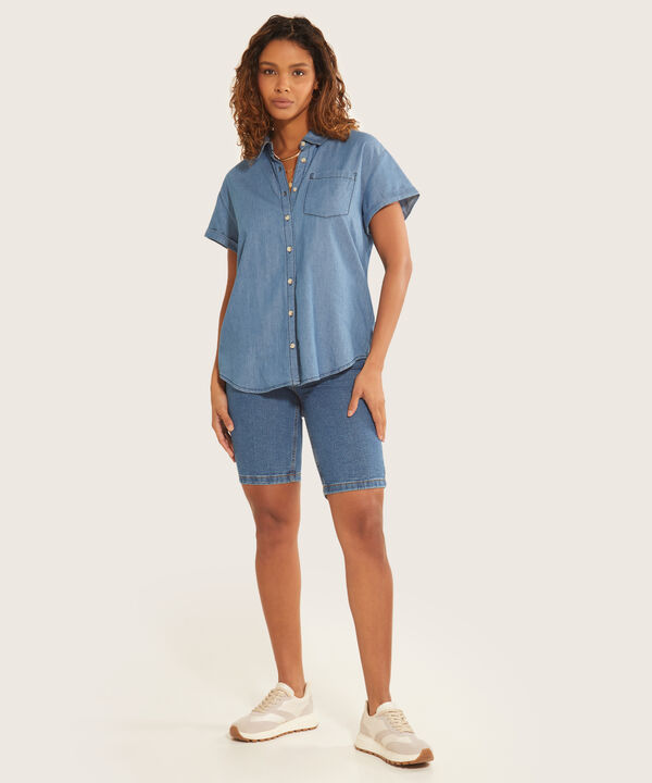 Bermuda Denim Talle Alto Para Mujer image number null