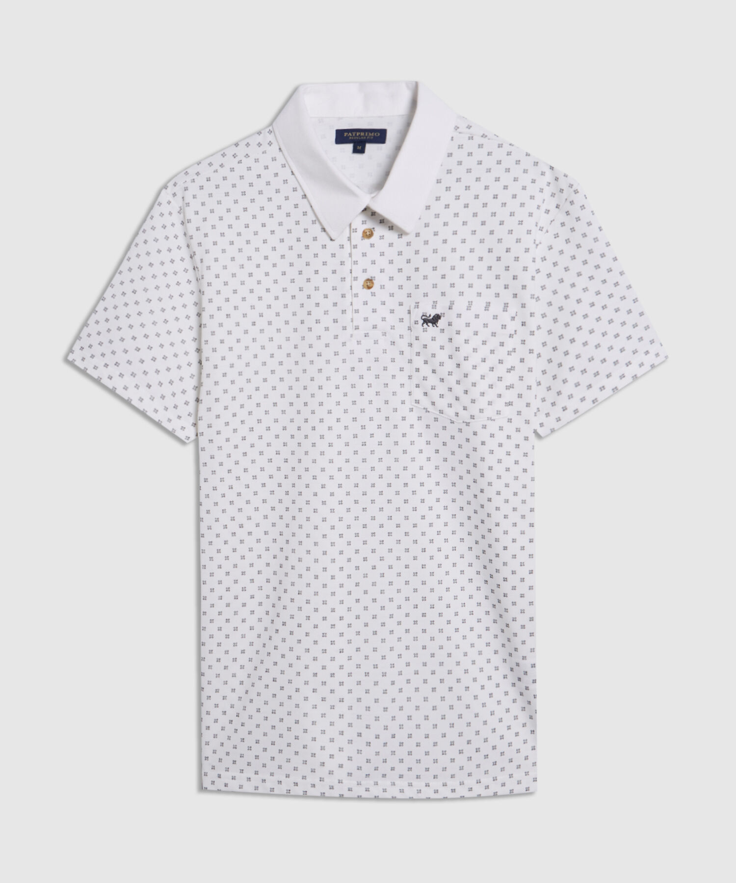 Polo Estampada, Cuello Duro Con Bolsillo, Silueta Regular Fit