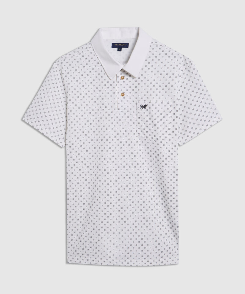 Polo Estampada, Cuello Duro Con Bolsillo, Silueta Regular Fit